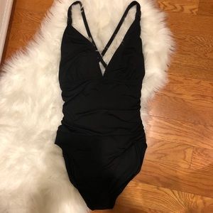 Carmen Marc Valvo Black One Piece Swimsuit Size 10